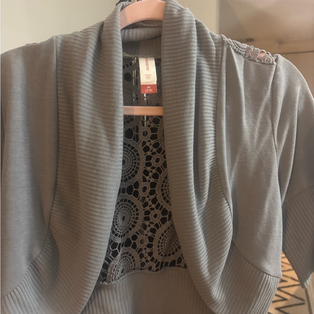 H&M Gray Shrug Sweater with Shawl Collar